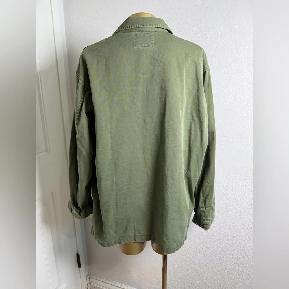 Polo Ralph Lauren Jacket Mens Medium Army Green Cotton Twill Military Casual - Picture 7 of 10